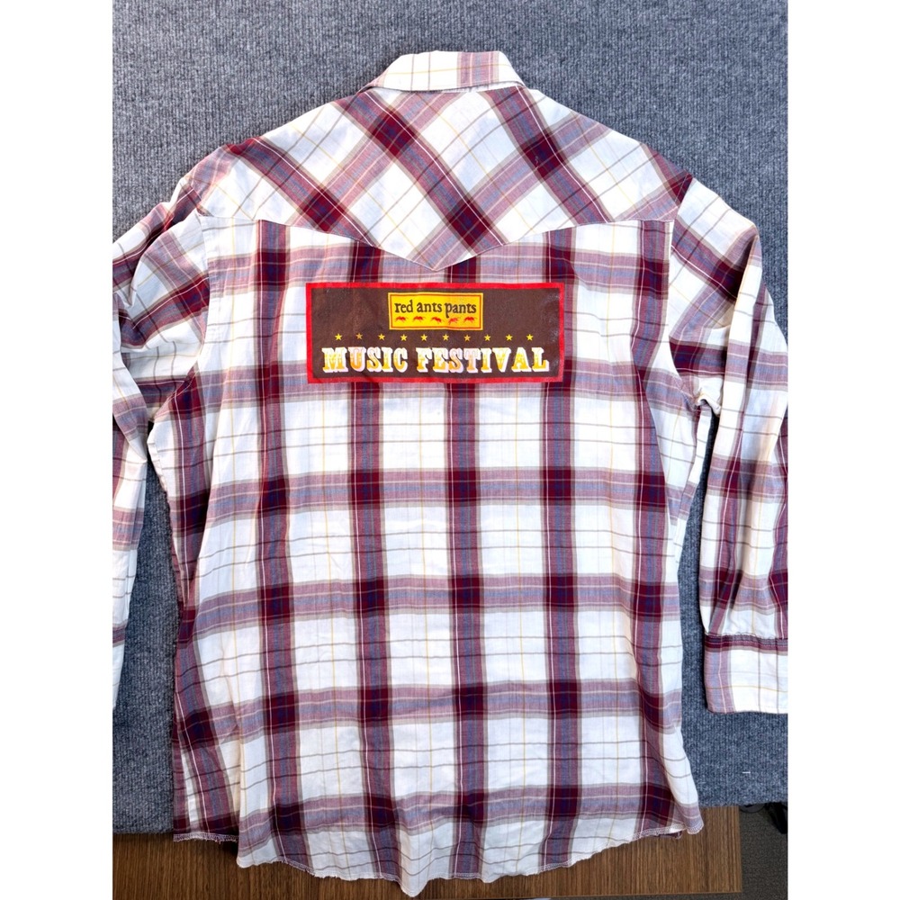Wrangler Red Ants Pants Music Festival Plaid Pearl Snap Western Shirt Mens L